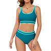 SHEKINI Speed Bikini Set da donna in due pezzi, costume da bagno sportivo da donna, bikini da nuoto, sport, 2 pezzi, bustier per piscina, blu navy, M