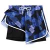 APTRO Costume da bagno da donna, costume da bagno da spiaggia, surf, pantaloncini con pantaloni interni, Rete floreale blu W31, M