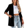 Lazutom - Blazer da donna in velluto, giacca a maniche lunghe, solida, con apertura frontale, cardigan da lavoro, blazer da ufficio, Nero , S