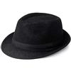 Coucoland Panama Cappello Estivo da Uomo Fedora Trilby Bogart, Cappello da Sole in Paglia di Carta, da Spiaggia, da Uomo, Primavera/Estate, in Paglia 1920s (Taglia Unica) (Feltro Nero)