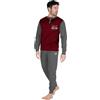 GIVOVA Pigiama Lungo Maschile in Caldo Cotone, Tuta Homewear Uomo da Casa, Vari Modelli (IT, Testo, L, Regular, Regular, GI590-Bordeaux/Grigio Scuro)