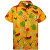 King Kameha Funky-Camicia-Hawaiana, Manica-Corta, JK-Flamingo-Melon-Print, Giallo, XL