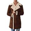 VIVICOLOR Giacca da Uomo in Pelle Scamosciata Foderata in Montone di Pelliccia con Risvolto Dentellato Trench Invernale in Pelle Scamosciata Calda, M-4XL