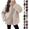 uxxnjfg Giacca Invernale Donna Peluche Elegante Felpa Pile Cappotto Donna Invernale Fleece Sci Cappotto con Cappuccio Casual Maglione Parka con Zip Abbigliamento(Beige,L)