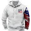 Generic Maglione con bandiera americana da uomo maglione con cappuccio da uomo con stelle e strisce felpa stampata con grafica Usa Pullover con tasca a marsupio Felpe casual all'aperto Felpe a maniche lunghe