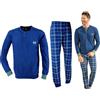 Enrico Coveri Pigiama Uomo Fresco Cotone Jersey Manica Lunga Varie Fantasie (IT, Testo, XL, Regular, Regular, 1101Denim)