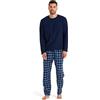 Snuggaroo Pigiama da uomo in morbido pile a quadri, blu navy/blu, XL