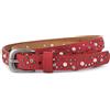 styleBREAKER cintura sottile con borchie, perle e strass, cintura borchiata vintage, accorciabile, da donna 03010086, colore:95cm, colore:Bordò-Rosso