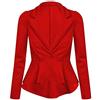 BODYWEAR LTD Giacca da donna slim fit peplo blazer con maniche lunghe, design corto con volant, elegante tessuto elasticizzato, giacca da ufficio o da sera, Rosso, 42
