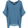 Van Der Rich ® - Camicetta Ampia di Chiffon Scollo a V Foderato all'Interno - Dnna (Jeans, M-L)