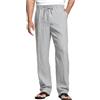 Cegerne Pantaloni di Lino Uomo Estivo Lungo Leggero Casual, Vita Elastica Zip e Coulisse, Tasche Traspiranti per Spiaggia Vacanze Quotidiano