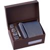 BRERA 67-5 Pezzi Cravatta Uomo elegante + Fazzoletto da taschino uomo + Gemelli + Copribottoni + Fermacravatta, Set uomo con confezione regalo