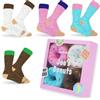 Queenshin Gourmet Donut Calzini Donna Regalo Colorato Calzini Divertenti Fantasia in Cotone per Ragazza 38-43 Morbido e Traspirante 4 Paia