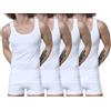 CC Clark Crown Canottiera da uomo, confezione da 4 pezzi, in cotone, a costine sottili, da uomo, colore nero e bianco, bianco, XXL