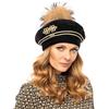 Vivisence Invernale Cappello Femminile Fatto A Mano con Decorazioni Dorate E Pompon Staccabile Fodera Interna in Pile Realizzato in Lana Ideale per l'inverno