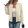 RUISHH Giacca da donna a maniche lunghe Giacca Casual Bomber Giubbotto Baseball Giacca Leggera con Cerniera Z-Beige S