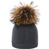 BLOMDE Invernali Beanie in Maglia Cappello da Donna Invernale Lavorato A Maglia con Berretto Morbido E Caldo per Sport all'Aria Aperta con Pompon in Vero Peluche,05