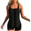 Generico Tankini da Donna in Due Pezzi, Costume da Bagno in Taglie Forti, Delicato sul Colore, con Slip a Taglio Alto, Top con Scollo a Q e Costume da Bagno Dimagrante, Costume da Bagno Casual