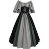 Generico Abiti Halloween Gotici Donna Locandiera Cotone Horror Costumi Medievali Elegante Vestito di Halloween Cerimonia anni 50 Costume Celtici Feste Curvy Abito Rinascimentali Pieghetta da Donna Vintage