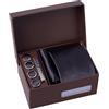 BRERA 67-5 Pezzi Cravatta Uomo elegante + Fazzoletto da taschino uomo + Gemelli + Copribottoni + Fermacravatta, Set uomo con confezione regalo