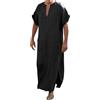 Generic Caftano Uomo Elegante Musulmano - Abiti Musulmani Uomini Musulmano Caftano Etnico Musulmano Caftano Abaya Caftano Abaya Mens Cotone Lino Crew Collo Abaya Thobe Marocchino Afghano Abbigliamento Arabo
