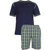 e.VIP® - Pigiama da uomo Carl S 885 in cotone, Marine/verde a quadretti., XL