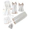 SYDUZAX Set Pigiama Raso Donna 7 Pezzi Set Pigiama Raso con Coppe Camicia da Notte Senza Maniche + Vestaglia a Maniche Lunghe + Top all'americana + Pantaloncini + Pantaloni Pigiama per Spose Festa di Nozze