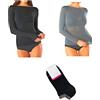 JADEA Maglia Cashmere Manica Lunga, Offerta 1-2 Pezzi + Calze in Omaggio, Scollo a Barca, Sottogiacca Donna (2 Pezzi 1 Nero + 1 Grigio + 1 Calza, XL)