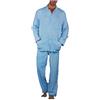 BIP BIP Pigiama da Uomo Abbottonato Classico con Collo a Camicia in Pura Flanella Calda di Cotone Art. E01519 (Azzurro, 52)