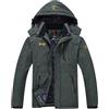 YSENTO Giacca da sci da uomo, impermeabile, con calda imbottitura, con cappuccio rimovibile, grigio., XL