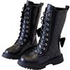 WOXIHUAN Stivali da Bambine e Ragazze Stivaletti in Pelle Stivale Lunghi con Tacco Spesso Stivali da Equitazione Confortevole Scarpe Invernali Caldi Boots Antiscivolo Stivaletti per Interni ed Esterni