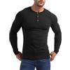 Yewloch Uomo Manica Lunga Henley Maglietta Scollo,Cotone Uomo Manica Lunga/Corte Shirt,T Shirt Casuale con Collo Serafino,vestibilità Slim Nero XL