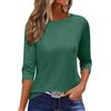 Minetom Maglietta da donna a maniche a 3/4, estiva, basic top, casual, scollo rotondo