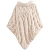 MAPIMANIA - Poncho Donna Invernale color beige con trama a righe simil visone, Mantella Elegante per cerimonia, Scialle Coprispalle, Stola in pelliccia sintetica di altissima qualità