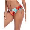 Ocean Blues - Slip bikini da donna con copertura completa e allacciatura laterale, floreale blu, M