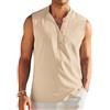 BUNSLOOM Maglietta da spiaggia senza maniche, per uomo, estiva, casual, Henley