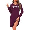 Marvmys Camicia da Notte Donna Maniche Lunghe Camicie Scollo a V Cotone Comodo Ampio Leggeri Vestito