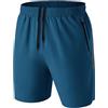HMIYA Pantaloncini Running Uomo Leggero Sportivi Shorts Asciugatura Veloce Palestra Corsa Calzoncini con Tasca con Cerniera(Blu Pavone,EU-4XL/US-3XL)