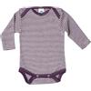 Cosilana - Body a maniche lunghe, 70% lana, 30% seta, Prugna a righe., 50/56 cm