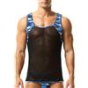 YUFEIDA Canottiera da uomo, classica, mimetica, trasparente, morbida, senza maniche, Muscle Fit, A#blu, M