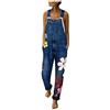 Generic Salopette da donna in jeans lunghi boyfriend - Salopette da donna colorati con fiori oversize, pantaloni in denim, pantaloni vintage in jeans, pantaloni da donna