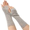 Prettystern Medio-lungo Manicotti Donna 100% Cachemire Lana Scalda Braccia Guanti Senza Dita Scaldamani Cashmere grigio argento