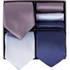 BRERA 67-3 Pezzi Cravatta Uomo elegante + 3 Pezzi fazzoletto da taschino uomo, Set uomo con confezione regalo, Cravatte e Pochette Classiche