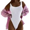 PINTUTU Scollatura Quadrata Body Donna Estate Collo Senza Maniche Skinny Elastico con Chiusura A Bottone Cavallo Vita Stretta Backless Tinta Unita Costume Intero Donna