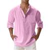 Luadnysin Camicia Lino Uomo Camicie Manica Lunga T Shirt Collo a V Abbigliamento Estivo Estiva Vestiti Estivi Elegante Maglietta Magliette Kimono Camice Estive alla Coreana Personalizzata,Red,L,Rosso