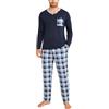 Aseniza Pigiama da Uomo Invernale in Cotone Set Pigiama Due Pezzi Maniche Lunghe con Scollo a V e Pantaloni Scozzesi con Tasche