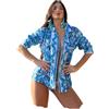 Antica Sartoria Positano Antica Sartoria - Elegante camicia casual da donna con colletto, maniche lunghe e bottoni, stile casual, taglio sciolto, 100% cotone, blu, L