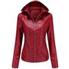 WOXIHUAN Giacca Con cappuccio da Donna Ecopelle Trench Inverno Giubbotto in Pelle Sintetica da Motociclista Gothic Giacca Sportiva Vintage Invernale Giubbino Moto Vera Pelle Casuale Basic