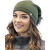 Vivisence Invernalo Elegante Caldo Cappello Filato con Grande Pom-Pom Senza Fodera con Parte Posteriore Allungata Cucita Perfetto per Le Fredde Giornate Invernali