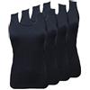 Fontana Calze Fontana Intimo,4 Canotte Donna Spalla Larga con Bordo Raso 100% Cotone (Nero, XL)